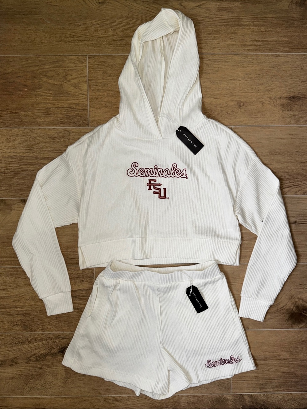 Hype And Vice FSU Warm-Up Cropped Hoodie & Shorts Set